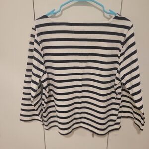J. Crew Breton Stripe Long Sleeve Boatneck Top in Navy and White